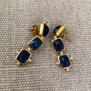 Julie Vos Gold Navy Drop earrings- excellent condition!